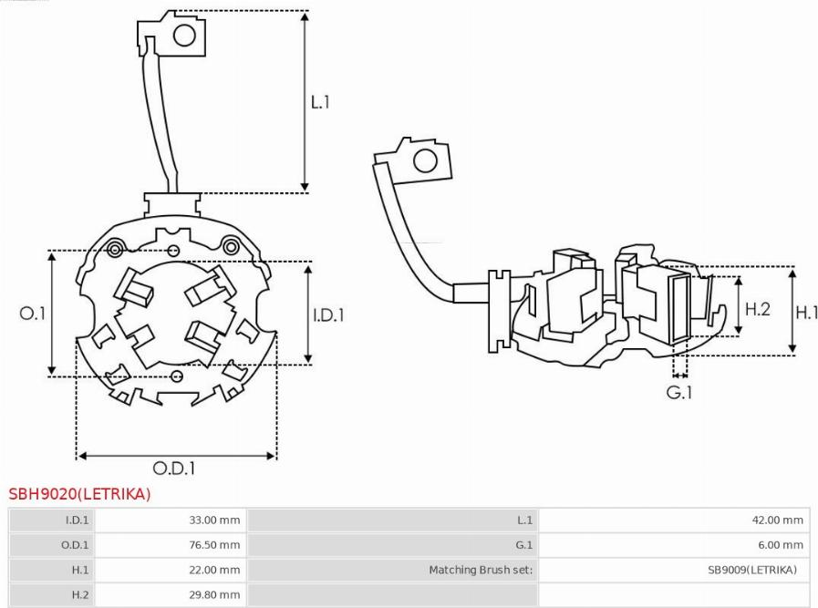 AS-PL SBH9020(LETRIKA) - Supporto, Spazzole in carbone autozon.pro