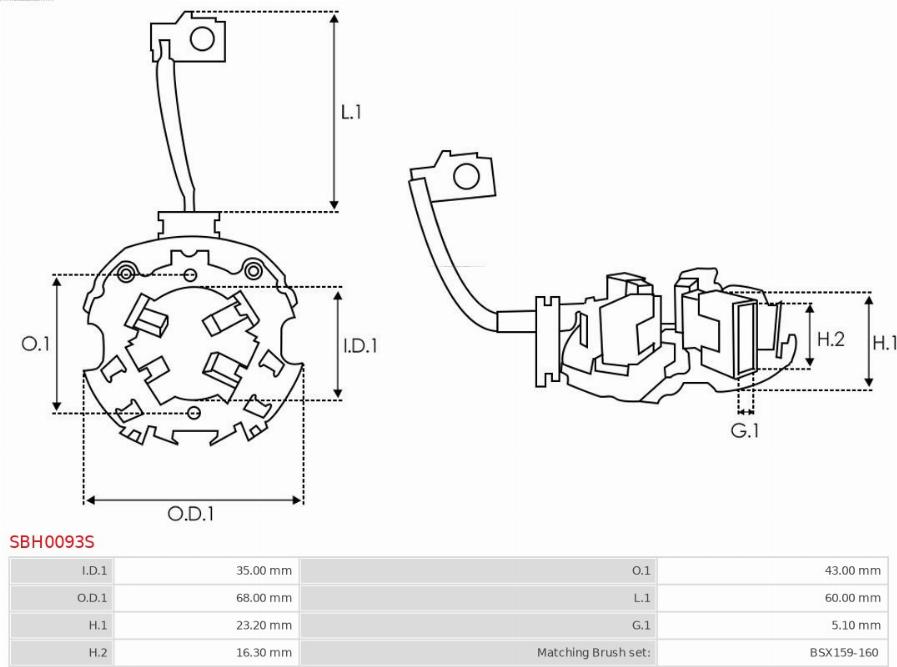 AS-PL SBH0093S - Supporto, Spazzole in carbone autozon.pro