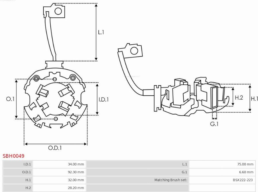 AS-PL SBH0049 - Supporto, Spazzole in carbone autozon.pro