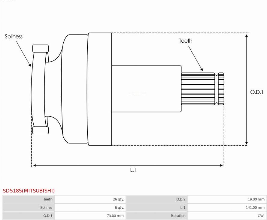 AS-PL SD5185(MITSUBISHI) - Pignone, Motorino d'avviamento autozon.pro