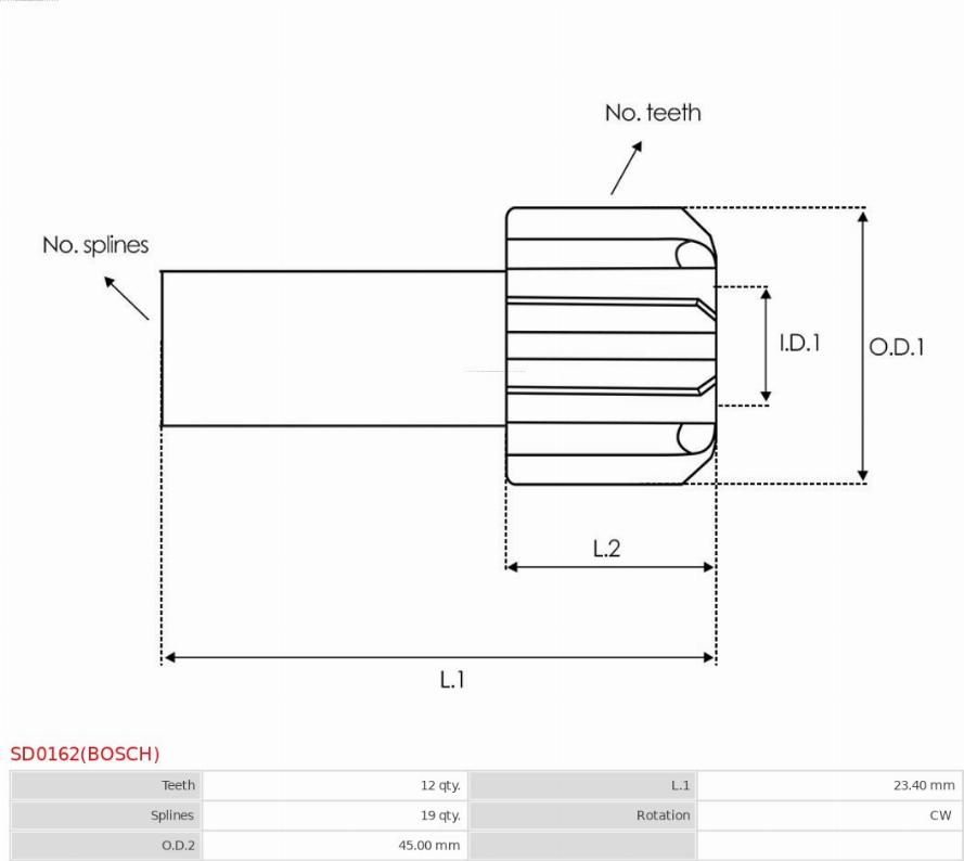 AS-PL SD0162(BOSCH) - Pignone, Motorino d'avviamento autozon.pro