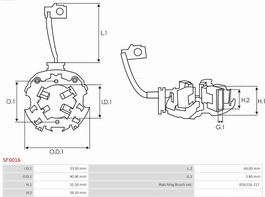 AS-PL SF0016 - Supporto, Spazzole in carbone autozon.pro