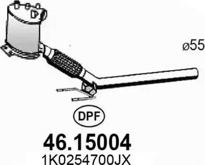 ASSO 46.15004 - Filtro antiparticolato / particellare, Impianto gas scarico autozon.pro