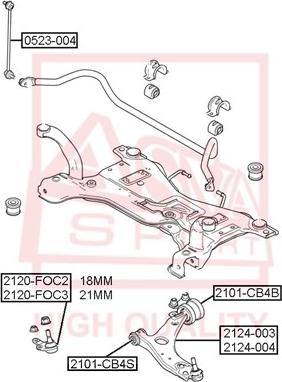 ASVA 2124-003 - Braccio oscillante, Sospensione ruota autozon.pro