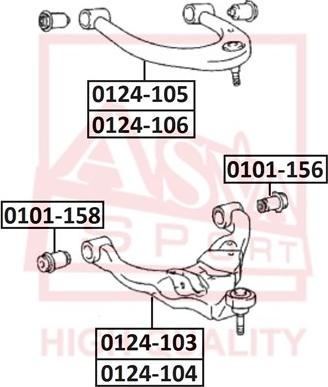 ASVA 0124-106 - Braccio oscillante, Sospensione ruota autozon.pro