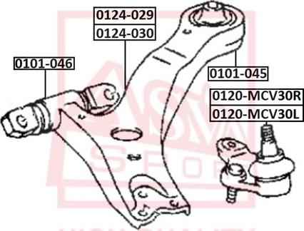 ASVA 0120-MCV30L - Giunto di supporto / guida autozon.pro