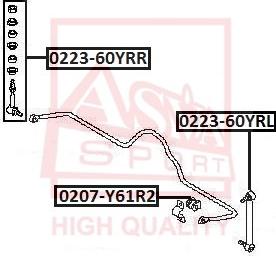 ASVA 0223-60YRL - Asta / Puntone, Stabilizzatore autozon.pro