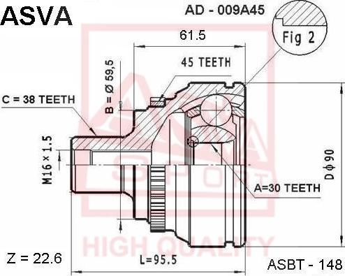 ASVA AD-009A45 - Kit giunti, Semiasse autozon.pro