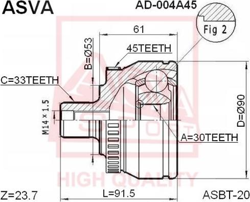 ASVA AD-004A45 - Kit giunti, Semiasse autozon.pro