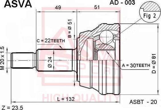 ASVA AD-003 - Kit giunti, Semiasse autozon.pro