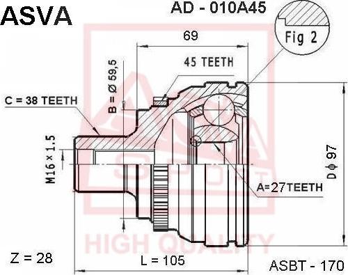 ASVA AD-010A45 - Kit giunti, Semiasse autozon.pro