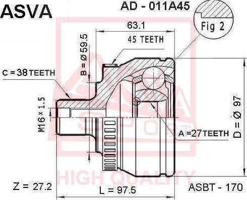 ASVA AD-011A45 - Kit giunti, Semiasse autozon.pro