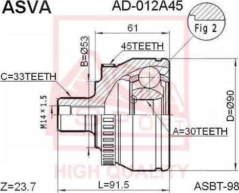 ASVA AD-012A45 - Kit giunti, Semiasse autozon.pro