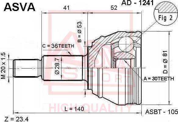 ASVA AD-1241 - Kit giunti, Semiasse autozon.pro