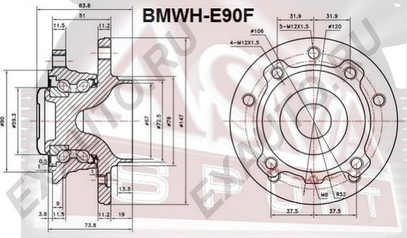 ASVA BMWH-E90F - Mozzo ruota autozon.pro