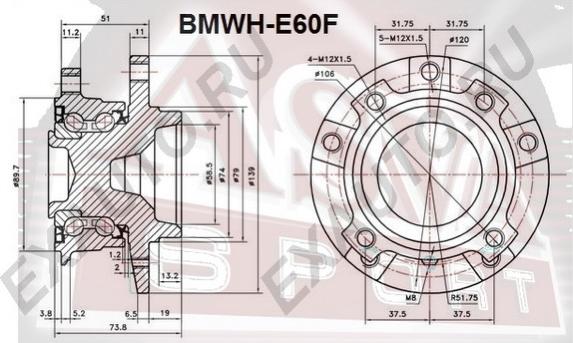 ASVA BMWH-E60F - Mozzo ruota autozon.pro