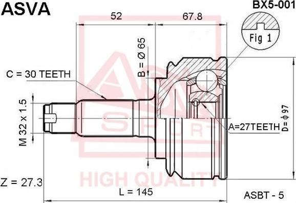 ASVA BX5-001 - Kit giunti, Semiasse autozon.pro