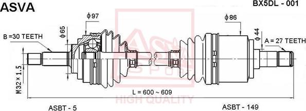 ASVA BX5DL-001 - Albero motore / Semiasse autozon.pro