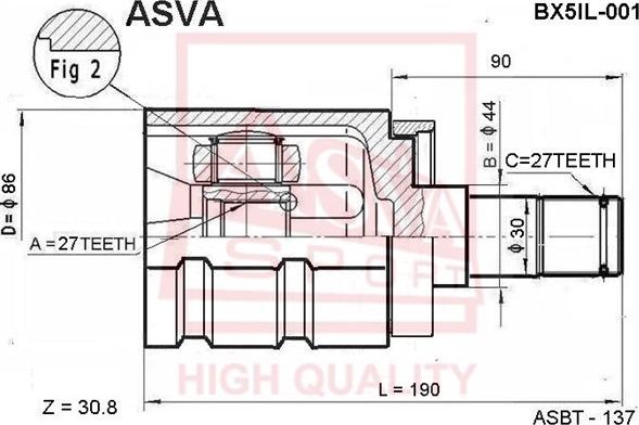 ASVA BX5IL-001 - Kit giunti, Semiasse autozon.pro