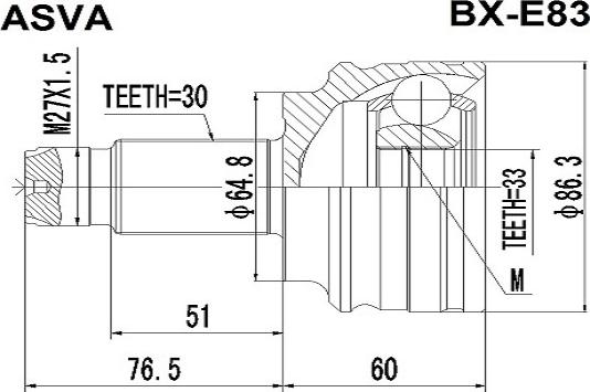 ASVA BX-E83 - Kit giunti, Semiasse autozon.pro