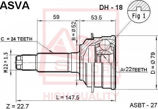 ASVA DH-18 - Kit giunti, Semiasse autozon.pro