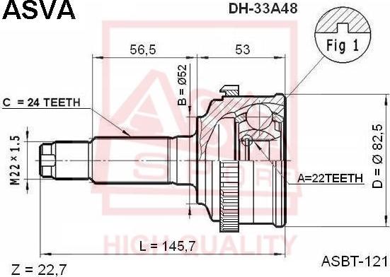 ASVA DH-33A48 - Kit giunti, Semiasse autozon.pro