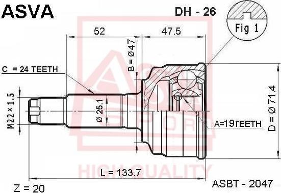 ASVA DH-26 - Kit giunti, Semiasse autozon.pro