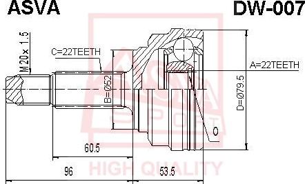 ASVA DW-007 - Kit giunti, Semiasse autozon.pro