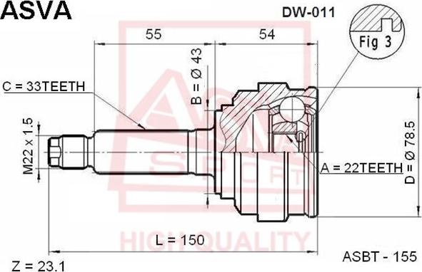 ASVA DW-011 - Kit giunti, Semiasse autozon.pro