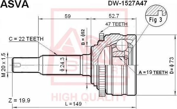 ASVA DW-152A47 - Kit giunti, Semiasse autozon.pro