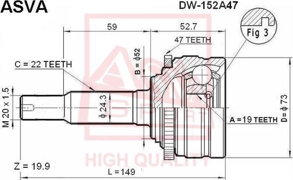 ASVA DW-152 - Kit giunti, Semiasse autozon.pro