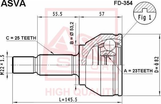 ASVA FD-354 - Kit giunti, Semiasse autozon.pro