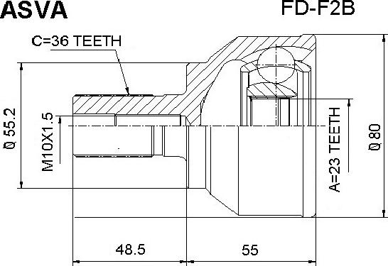 ASVA FD-F2B - Kit giunti, Semiasse autozon.pro