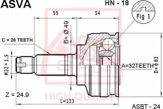 ASVA HN-18 - Kit giunti, Semiasse autozon.pro