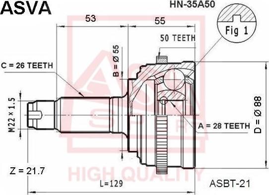 ASVA HN-35A50 - Kit giunti, Semiasse autozon.pro