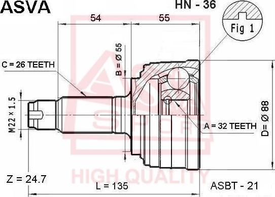 ASVA HN-36 - Kit giunti, Semiasse autozon.pro