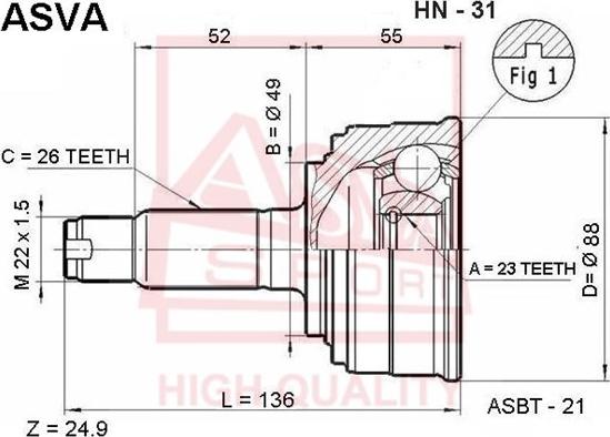 ASVA HN-31 - Kit giunti, Semiasse autozon.pro