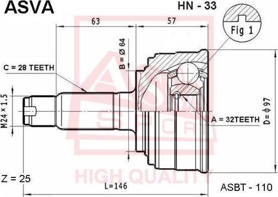 ASVA HN-33 - Kit giunti, Semiasse autozon.pro