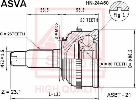 ASVA HN-24A50 - Kit giunti, Semiasse autozon.pro