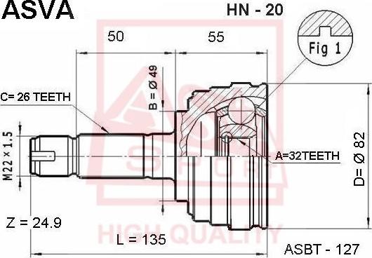 ASVA HN-20 - Kit giunti, Semiasse autozon.pro