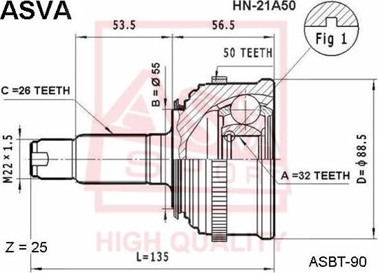 ASVA HN-21A50 - Kit giunti, Semiasse autozon.pro