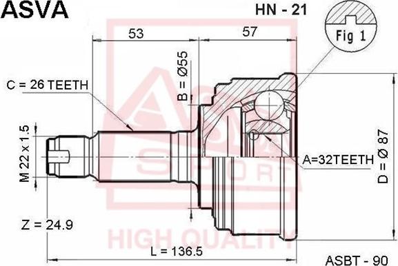 ASVA HN-21 - Kit giunti, Semiasse autozon.pro