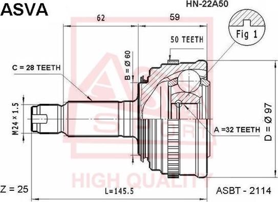 ASVA HN-22A50 - Kit giunti, Semiasse autozon.pro