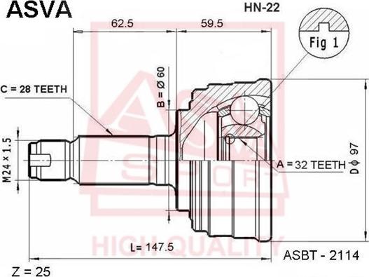 ASVA HN-22 - Kit giunti, Semiasse autozon.pro