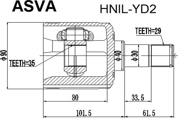 ASVA HNIL-YD2 - Kit giunti, Semiasse autozon.pro