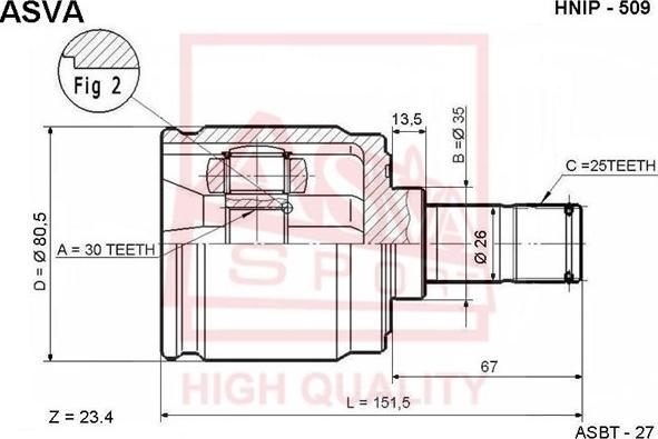 ASVA HNIP-509 - Kit giunti, Semiasse autozon.pro