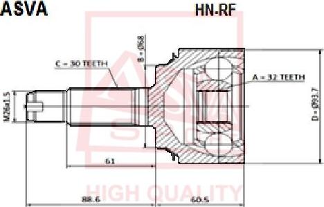 ASVA HN-RF - Kit giunti, Semiasse autozon.pro