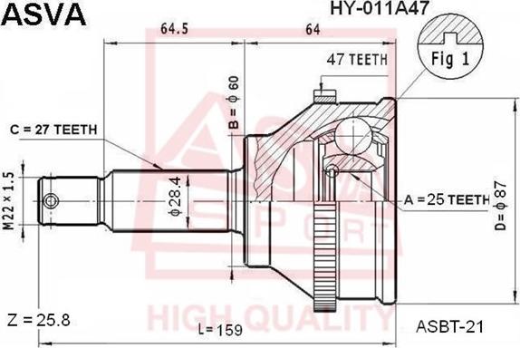 ASVA HY-011A47 - Kit giunti, Semiasse autozon.pro