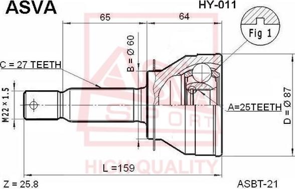 ASVA HY-011 - Kit giunti, Semiasse autozon.pro