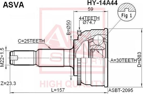 ASVA HY-14A44 - Kit giunti, Semiasse autozon.pro